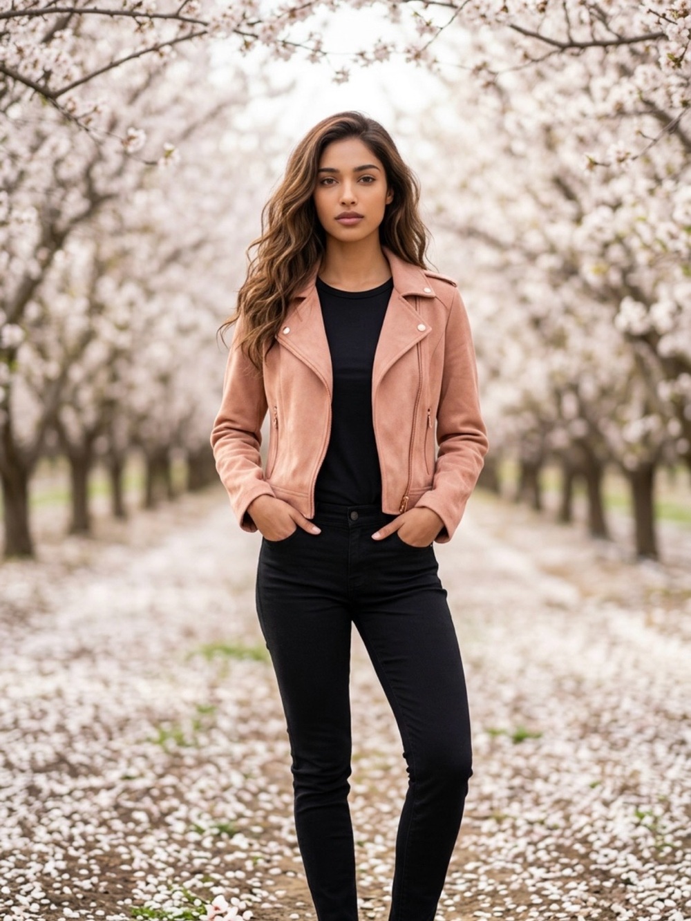 a new day Blush Pink Suede Moto Jacket